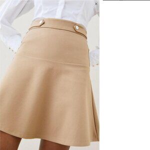 Karen Millen Rivet Detail Ponte Mini Skirt in Beige/Camel size 4 US